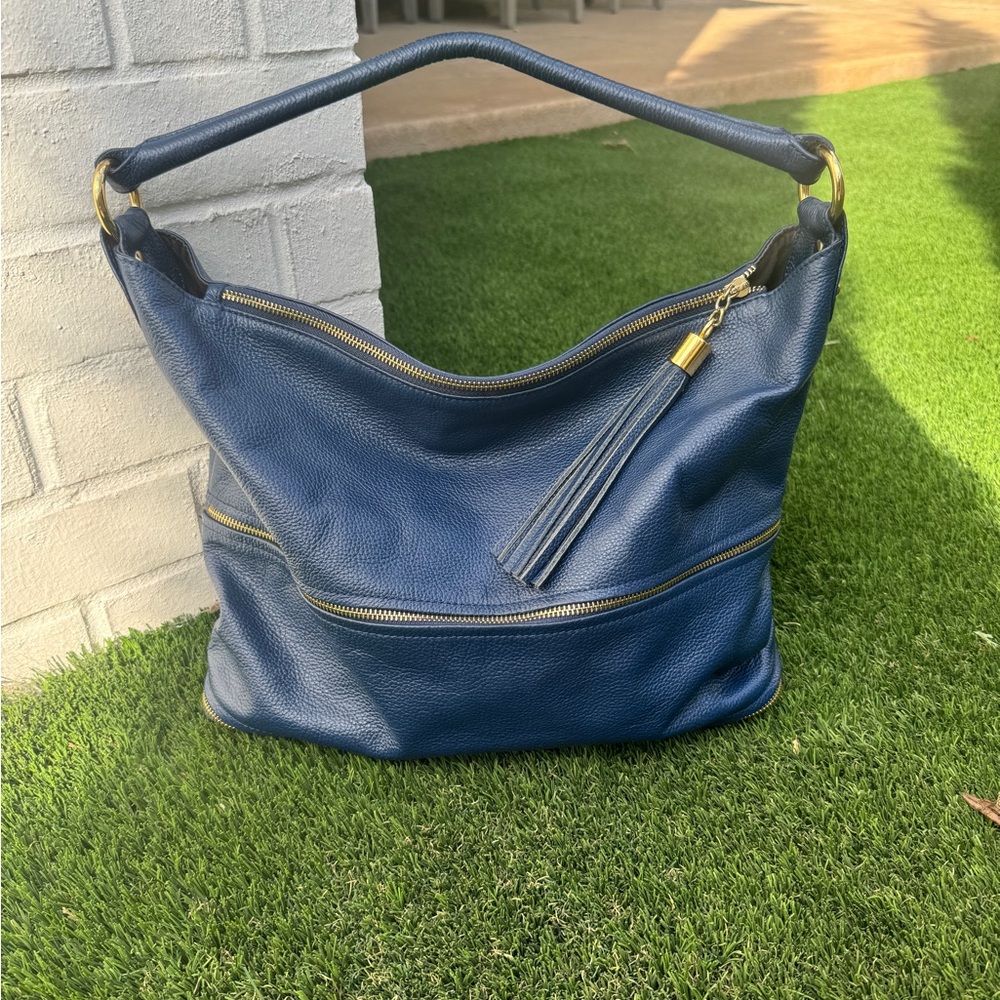 Onna Ehrlich Dark Navy Leather Shoulder Bag